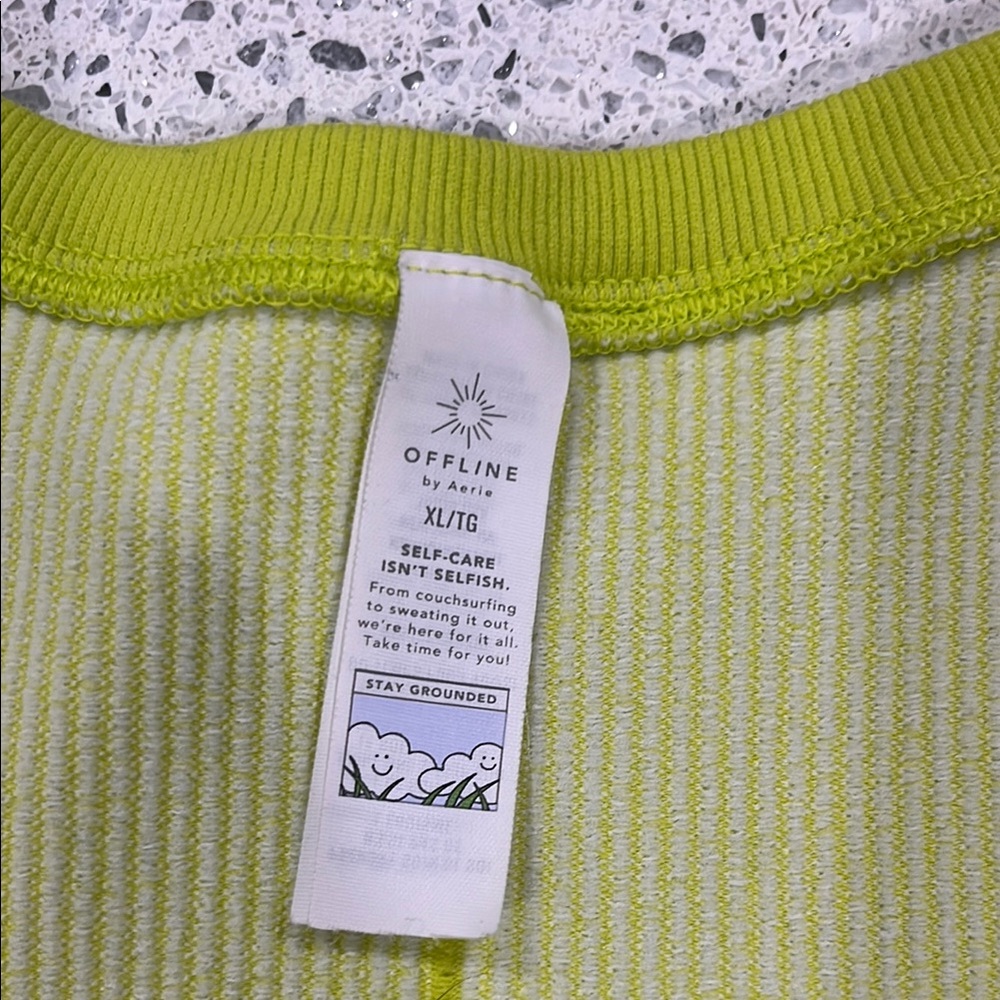 Offline by Aerie Lime Green Ribbed Crop Top - Picture 2 of 3